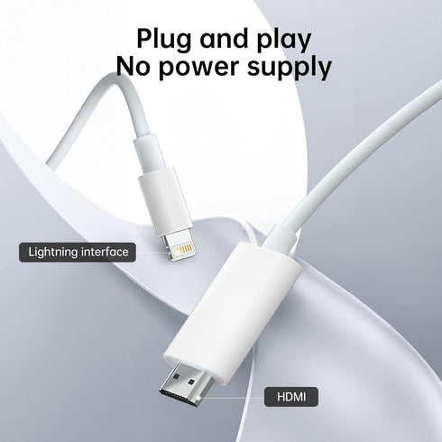 HDMI Cable for iPhone(No Need Power Lightning to HDMI cable), Digital AV Adapter 1080P HD Video Sync Screen Connector iPhone to HDMI for TV Projec...