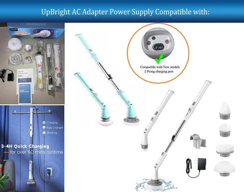 UpBright 2-Prong 9V AC/DC Adapter Compatible with Homitt HM115C HM115D HM115 C HM 115 D HM115CW HM115CD HM115CG Electric Spin Scrubber 360 Cordles...