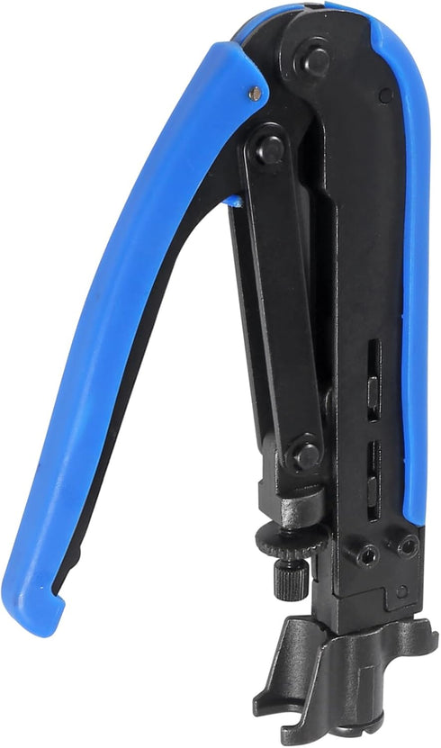 Coaxial Compression Tool Coax Cable Crimper Kit Adjustable RG6 RG59 RG11 75-5 75-7 Coaxial Cable Stripper with 10pcs F Compression Connectors Blue...