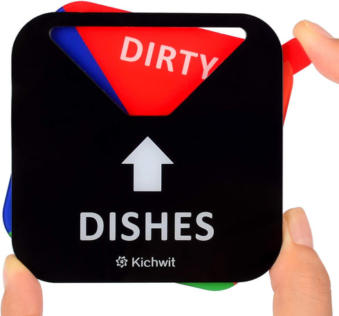 Kichwit Dishwasher Magnet Clean Dirty Running Empty, Non-Scratch Strong Magnetic Backing, Residue Free Adhesive Included, 3.5 Inch, Black...