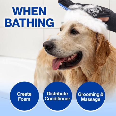 1TO3GO?Upgrade? Pet Grooming Gloves, Dog Washing Gloves for Bathing, Pet Hair Remover Gloves for Dogs, Cats and Horses with 185 Silicons Tips suit...