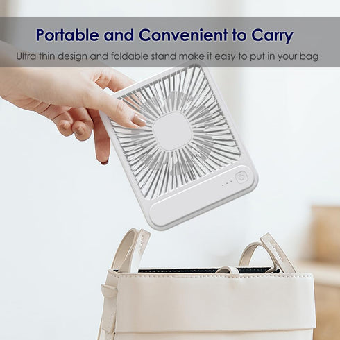 7.5-inch Portable USB Desk Fan with 180° Tilt Foldable and 3 Speed Adjustable, Strong Wind and Rechargeable Personal Fan for Travel Home Office...