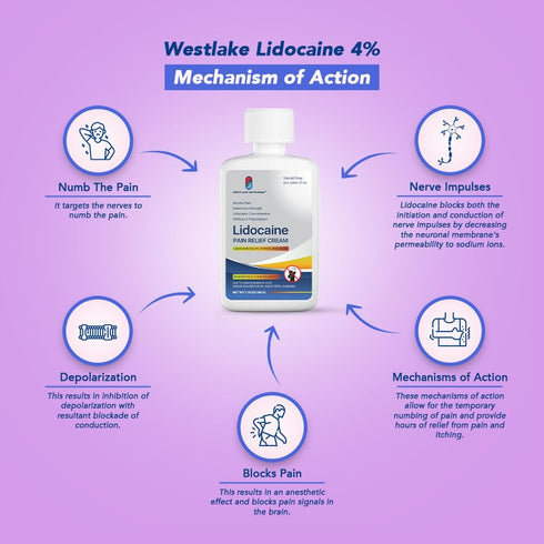 Westlake Lidocaine 4% Muscle & Joint Pain Relief Numbing Cream | Maximum OTC Strength | 2 Pack...