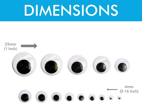 1221 Pieces Wiggle Googly Eyes Self Adhesive Wiggle Eyes (Assorted Sizes) for DIY Crafts Scrapbooking (Classic)...