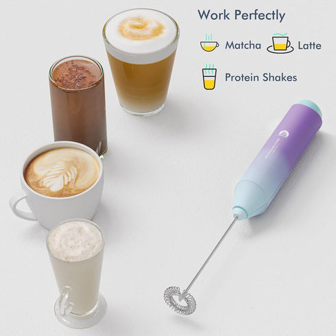 Powerful Milk Frother Handheld Foam Maker, Mini Whisk Drink Mixer for Coffee, Cappuccino, Latte, Matcha, Hot Chocolate, With Stand, North Light...