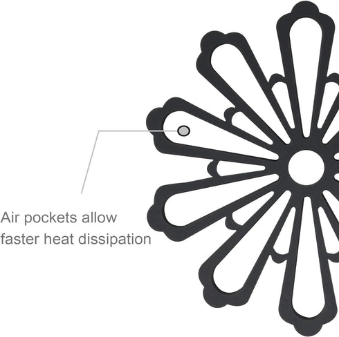 allydrew Non-Slip Insulated Silicone Carved Trivets, Flexible and Durable Floral Coasters Multi-Use Pot Holders & Placemats Set, 3 Pcs, Black, Whi...