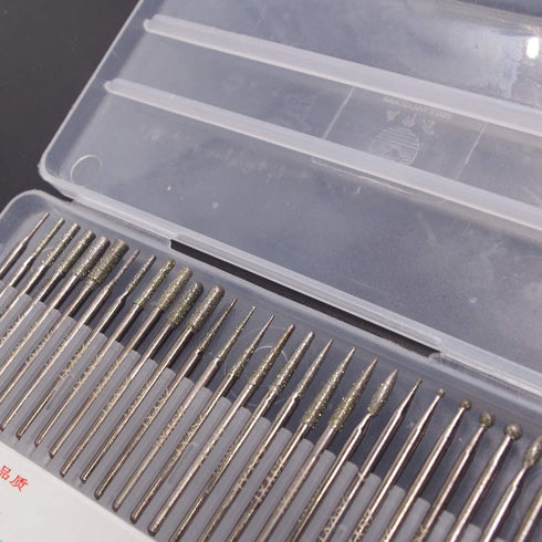 Wolfride 30Pcs Diamond Burr Set Diamond Drill Bit for Gemstone, Sea Shell, Glass, Ceramic, Metal...