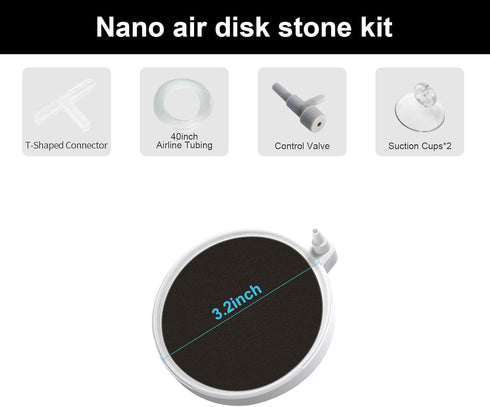 boxtech Air Stones for Fish Tank - 3.2 Inch Aquarium Ultra-High Dissolved Oxygen Diffuser Bubbler, Nano Oxygen Aerator Stone for 30-70 Gallon Hydr...