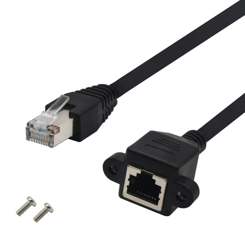GINTOOYUN Panel Mount RJ45,RJ45 Male to Female Screw Panel Mount CAT6/5e/5 Shielded Network LAN Extender Cord Connector (LINE)...