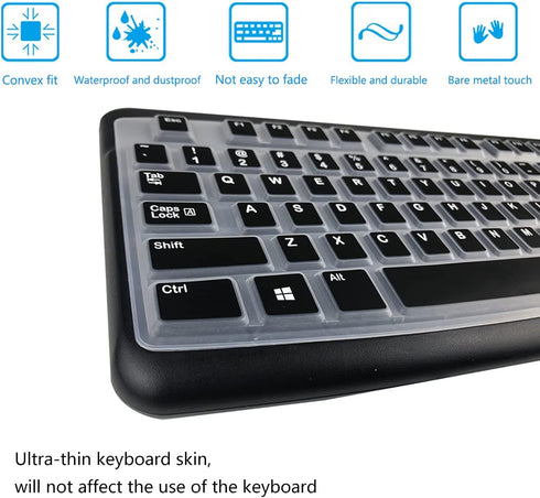 2 Pack Keyboard Cover for Logitech K120 & MK120 Ergonomic Desktop USB Keyboard, Logitech K120 & MK120 US Layout Waterproof Anti-Dust Keyboard Skin...