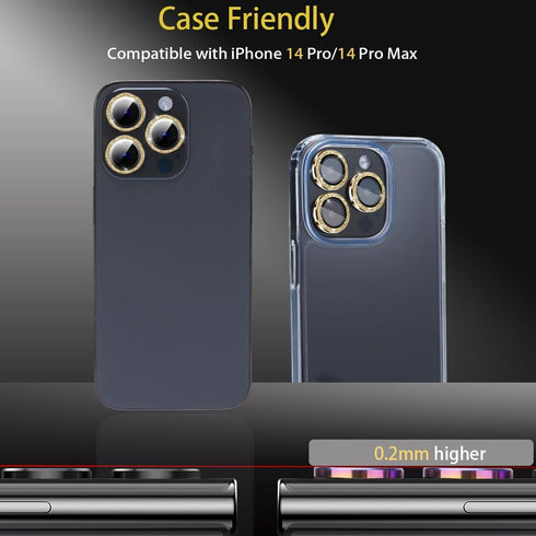 Camera Lens Protector for iPhone 14 Pro & iPhone 14 Pro Max, Tempered Glass Lens Protector Aluminum Alloy Ring Camera Cover Fits for iPhone 14 Pro...