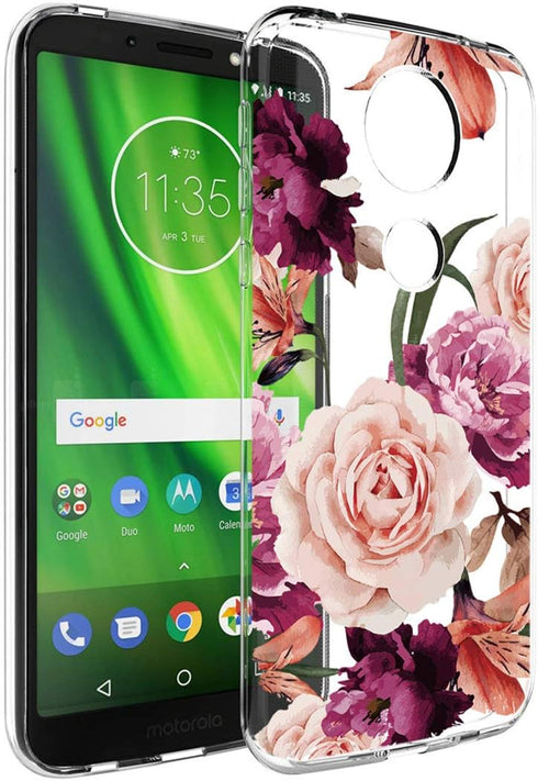 for Moto G7 Case, for Moto G7 Plus Case with Flowers, Slim Shockproof Clear Floral Pattern Soft Flexible TPU Back Phone Cover for Motorola Moto G7...