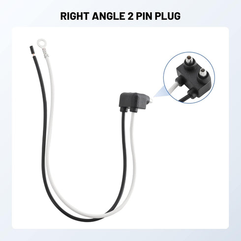 Oyviny 10PCS Truck Trailer 2 Wire Pigtail Harness 10" Long, Right Angle 2 Pin Trailer Light Connector Fits with 2" and 2.5" Side Marker/Clearance ...