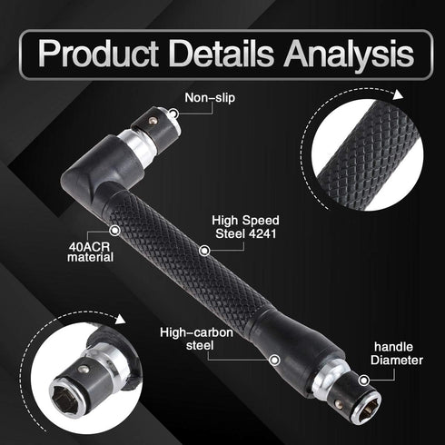 KATUR L-shape Socket Wrench Set Screwdriver and Bit Set, 1/4-Inch Drive, L-shaped Extension Handle Double Head Hex Socket Wrench for Routine Screw...