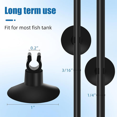 AQUANEAT Aquarium Suction Cups, for Fish Tank Airline Tubing, with Clips 1/4" Dia, 24pcs (Black)...