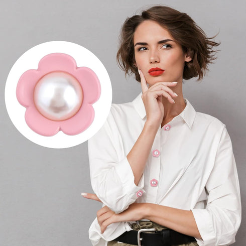 PAGOW 50pcs Cute Flower Shank Pearl Sewing Buttons 18mm(Pink,White)...