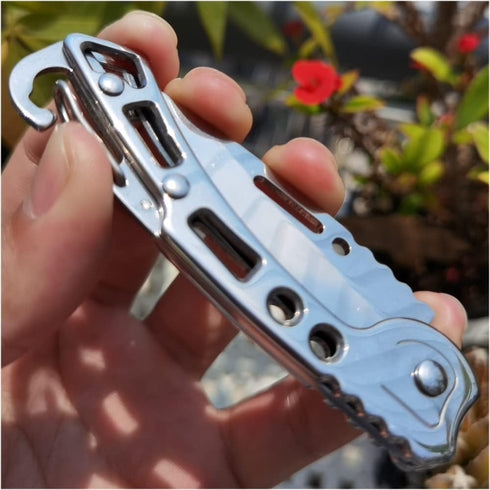4 Pack Self-Defense Folding Knife With Key Ring Easy To Everyday Carry, Outdoor Survival Stainless Steel Pocket Knife (Silver)...