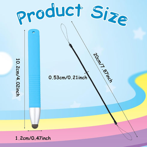 Kid-Friendly Stylus Pens for Touch Screens, Capacitive Stylus Pen with Tether Children's Crayon Stylus Pen Compatible with iPad iPhone Tablet Smar...