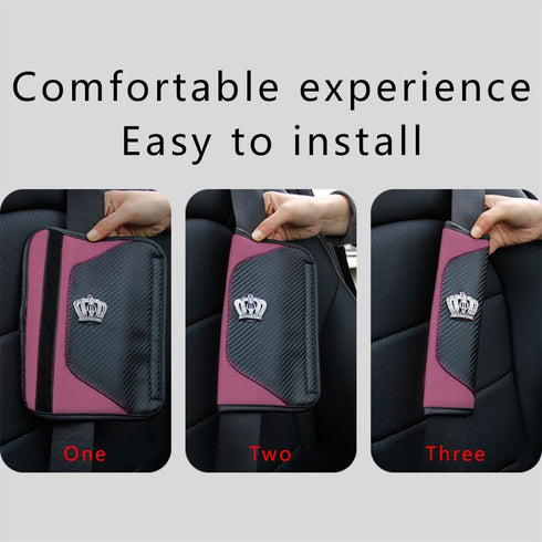 Car Seat Belt Cover, Carbon Fiber Safety Seatbelt Shoulder Strap Covers, Diamond Crown Gear Shifter Cover, Car Safety Strap Covers Car Interior Ac...