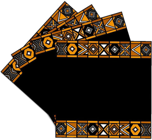 3dRose Brown and Black African Pattern-Art of Africa Inspired by Zulu Beadwork Geometric Designs-Ceramic Tile Coasters, Set of 4 (CST_76556_3)...