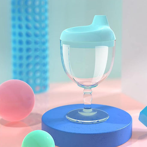 Wine Sippy Cup, Plastic Wine Glass Baby Goblet Sippy Cup Beverage Mug Milk Bottle with Lid for Kids Birthday Party or Celebration (over 8 months)...
