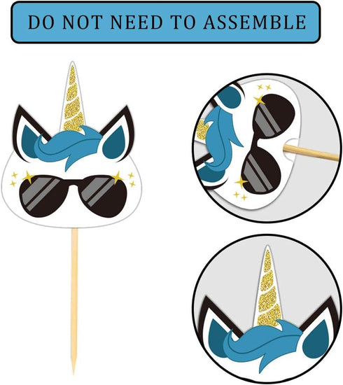 Unicorn Cupcake Toppers Cake Decoration for Unicorn Themed Baby Shower Gender Reveal Party Supplies- Set of 24...