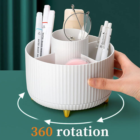 Pen Pencil Holder for Desk, 5 Slots 360° Degree Desk Decor Organizer Desktop Storage Pen Organizers Stationery Supplies Cute Pencil Cup Pot for Of...