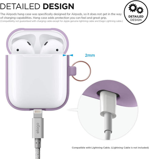 elago Silicone Case with Keychain Compatible with Apple AirPods Case 1 & 2, Front LED Visible, Supports Wireless Charging, Protective Silicone [La...
