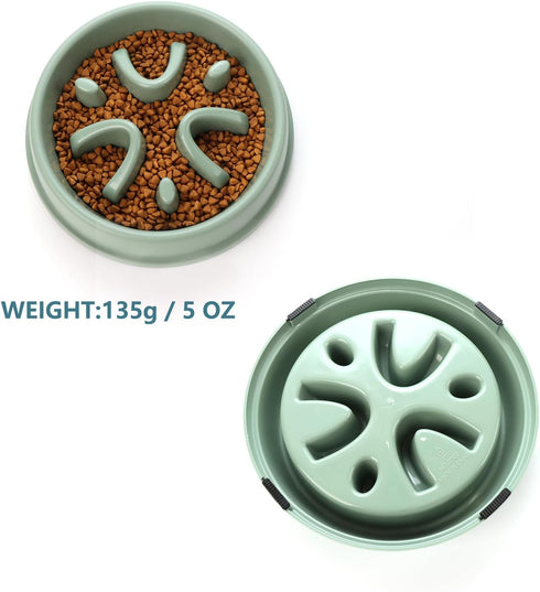 Slow Feeder Dog Bowls 2.5 Cups Dog Food Bowls, Pet Bowl Slow Eating Healthy Design Help Dog Slow Down Eating (D-Green)...