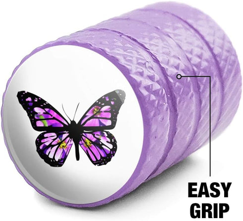 GRAPHICS & MORE Butterfly with Flowers Tire Rim Wheel Aluminum Valve Stem Caps...