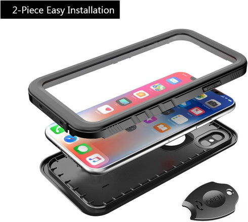 SPORTLINK iPhone X/iPhone Xs Waterproof Case, Waterproof Shockproof Snowproof Clear Slim Case for iPhone X/iPhone Xs (Black)...
