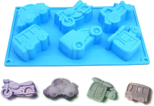 X-Haibei Vehicles Car Soap Silicone Mold Crayon Cake Jello Chocolate 2oz per Cell...
