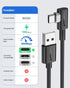 SUNGUY USB C Cable Right Angle 3FT, 2-Pack 90 Degree 3A USB 2.0 Fast Charging & Data Sync Cable Compatible with Samsung Galaxy S21 S20 S10 Plus, N...
