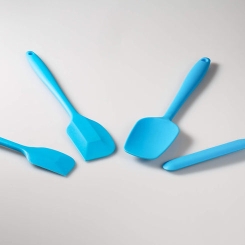 4 Piece Silicone Spatula Set, Flexible Heat Resistant Non-scratch Baking Cooking Rubber Spatulas with Stainless Steel Core, Blue...