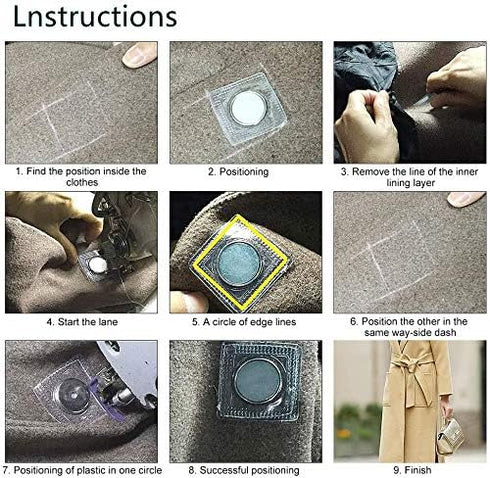 XILEWHZF 30 Pairs Hidden Sew Magnetic Snap, Invisible Hidden Sew in PVC Hidden Purse Closure Fastener Magnetic Snap Magnet Fastener for Handbag Cl...