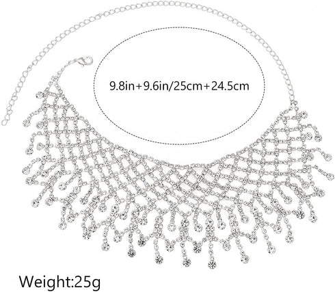 DRESBE Rhinestone Necklace Crystal Choker Necklaces Prom Necklace Chain Party Neck Jewelry for Women...