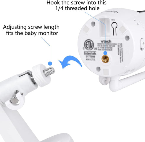 Adjustable Baby Monitor Wall Mount for Vtech VM901, VM919HD and VM928, Perfect View Angle and Easy Installation without Drilling...