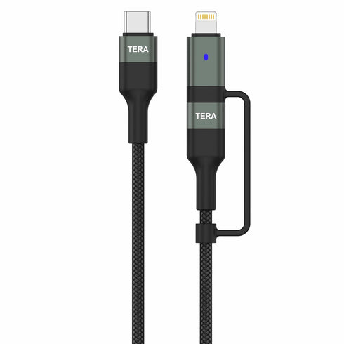 USB 2.0 USB-C to C with Lightning Adapter 2-in-1 Sync and Charge Cable, Black 6 ft...