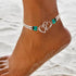 2PCS Beaded Anklets for Women with Silver Double Heart Stretch Elastic Ankle Bracelets for Women Summer Boho Jewelry...