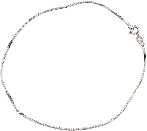Bracelets, Anklets by Joyful Creations Sterling Silver 1.1mm Box Link Nickel Free Chain Anklet Italy 11 Inch...