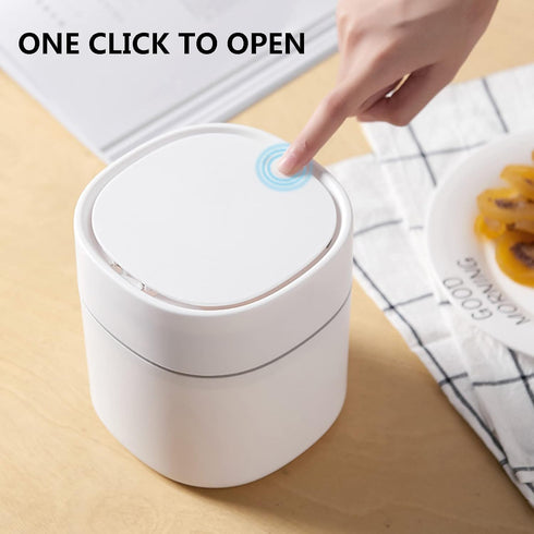 Mini Desktop Trash Can with Lid,Small Garbage Can for Countertop,Dressing Table,Bedside Etc,Free 90 Bags(White)...