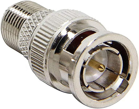 10-Pack Nickel-Plated Brass BNC Male to F Female Coaxial Adapter - 75 Ohm, for CCTV Camera, RG6/RG59 Cable, Scanner - Not for TV/Antenna...