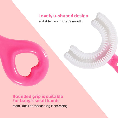 Pegciz Kids U-Shaped Toothbrush, Toddler Toothbrush Food Grade Soft Silicone Brush Head, Manual Whole Mouth Toothbrush for Kids Age 2-6, 360° Oral...