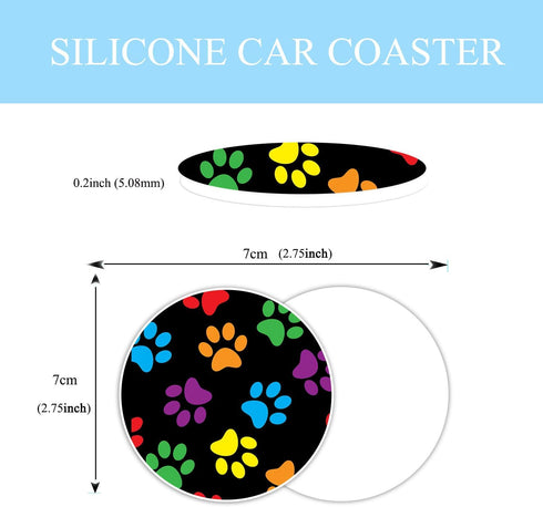 Paw Print Steering Wheel Cover Anti-Slip and Practical 14.5-15 Inch Universal Car Steering Wheel Cover with 2 Pieces Car Coasters Suitable for Men...