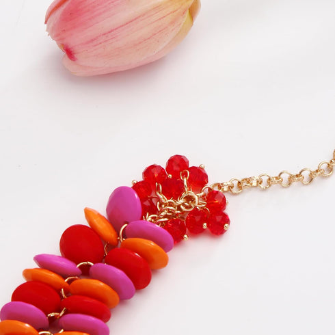 Bocar Fashion Cluster Bubble Acrylic Statement Jewelry Ser for Women Bib Collar Jewelry Set Necklace and Earrings Bracelet(NK-10677-Ibis Rose-Set-...