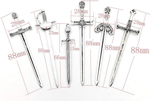 Assorted Rapier Swords Fencing Bookmark Charm Pendant for DIY Jewelry Making Accessaries(12pcs,Antique Silver)...