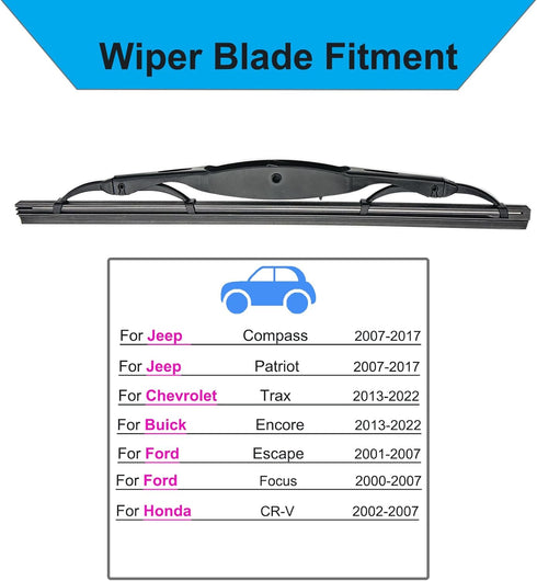 Rear Wiper Blade-10 inch Rear Windshield Wiper Blades for Chevrolet Trax 2013-2022 / Buick Encore 2013-2022 / Jeep Compass 2007-2017 / Jeep Patrio...