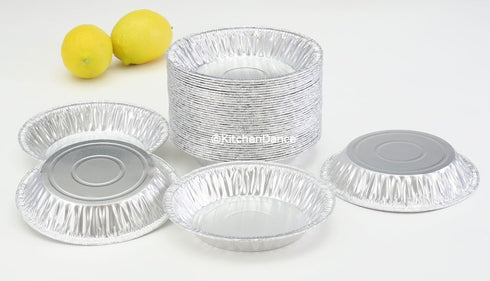 KitchenDance Disposable Aluminum Foil Mini Pie Pan - 6 Inches Round Aluminum Foil Baking Pan Perfect for Pies and Quiches - Aluminum Pie Pans for ...