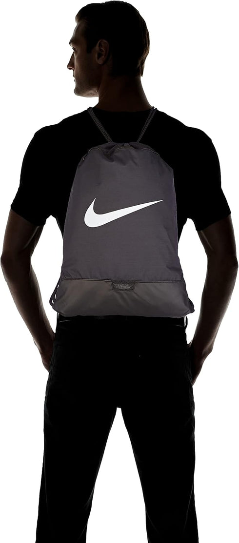 Nike Brasilia Training Gymsack, Drawstring Backpack with Zipper Pocket and Reinforced Bottom, Black/Black/White...