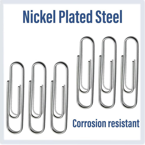Smooth Paper Clips, 650 medium size Paper clips, school office supplies, 33mm x 8mm (1.3"x0.3") Silver Nickel Plated Paperclips for Office School ...
